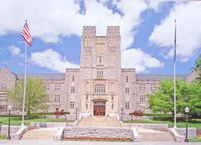 Colour photograph of Burruss Hall at Virginia Tech.